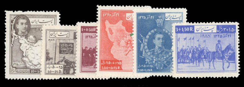 Iran #B22-27 Cat$170, 1950 Liberation of Azerbaijan, complete set, never hing...