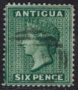 ANTIGUA 1876 QV 6D WMK CROWN CC REVERSED PERF 14 USED