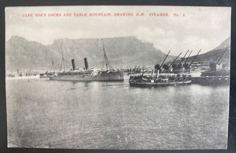 1910 Cape Town South Africa Real Picture Postcard Cover Docks & Table Mountain