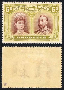 Rhodesia SG141 5d Pence Purple-brown and Olive-green M/M cat 65 pounds