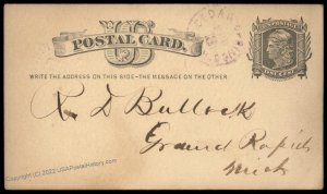 USA 1870s Michigan CEDAR SPRINGS Violet Cancel Postal Card Cover 96322