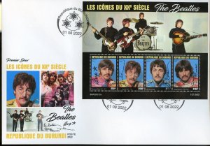 BURUNDI  2022 ICONS OF THE 20th CENTURY THE BEATLES  SHEET FDC