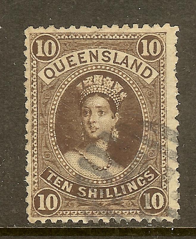 Queensland, Scott #77, 10sh Queen Victoria, Wmk 68, Used