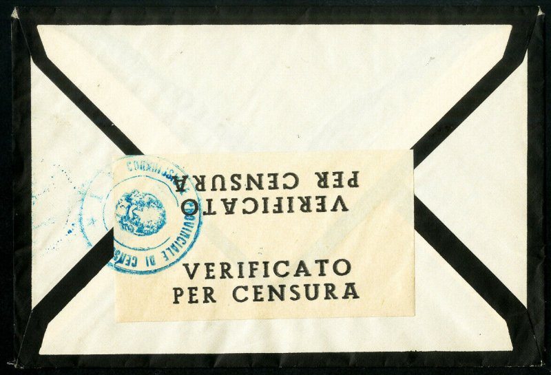 Libya Stamps Scarce 1941 Censor Cover Backstamped