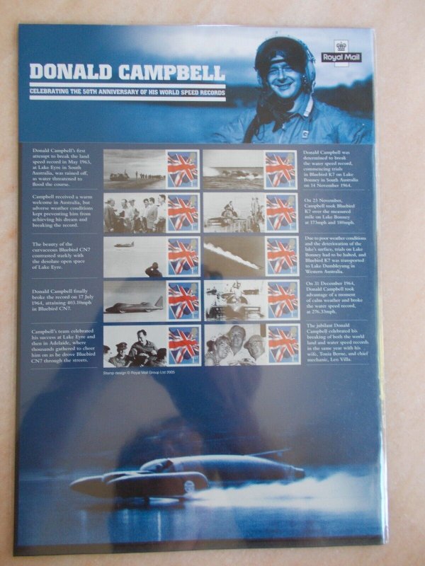 GB 2017 Donald Campbell 50th Anniv. of World Speed Record Smiler Sheet CS 25 U/M