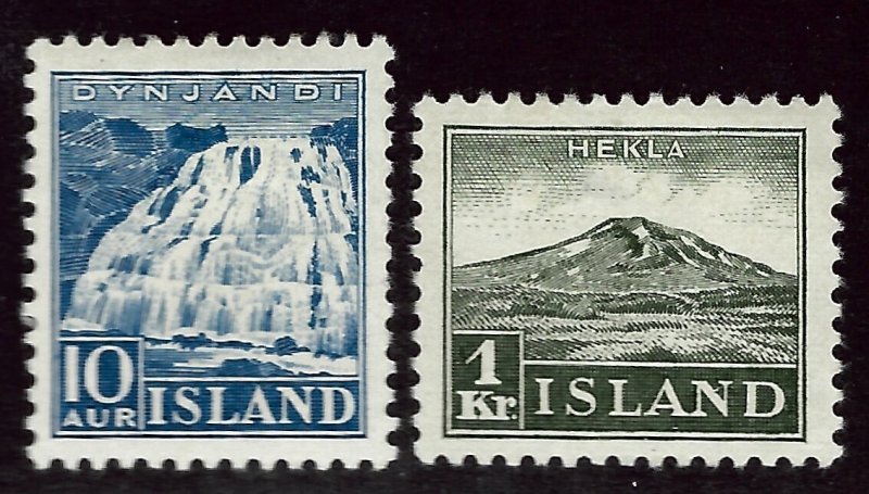 Iceland  SC#193-194 Mint VF hr adherence SCV$62.50...An Amazing Place!