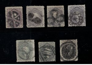 USA #78 #78 Variety Very Fine Used Group Of Seven Shades With Foreign Mail Cncls
