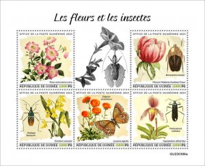 GUINEA - 2023 - Flowers & Insects - Perf 5v Sheet - Mint Never Hinged