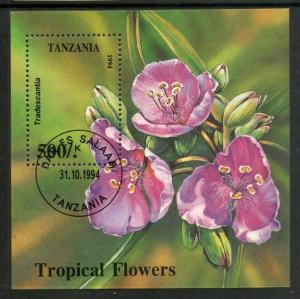 Tanzania 1995 Tropical Flowers Tradescatia Sc 1310 M/s Cancelled ++ 12692