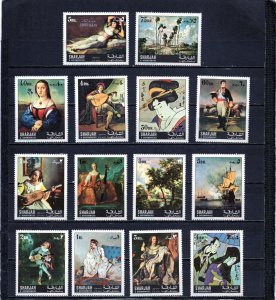 SHARJAH 1967 PAINTINGS SET OF 14 STAMPS MNH