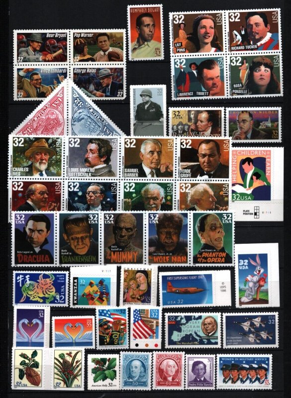 UNITED STATES 1997 SET OF 46 STAMPS & SHEET WITH 20 STAMPS MNH