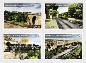 Malta 2024 Railway history Trains from 1883 to 1831 set of 4 stamps MNH