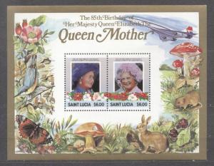 St. Lucia 1985 Queen mother perf. sheet MNH   S.648