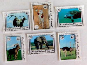 Mauritania #383-88 Used/VF, 1978,  Animals w/Wildlife Fund Emblem