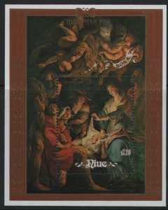 Niue 1988 MNH Sc 568 $7.20 Adoration of the Shepherds - Rubens Christmas Sheet