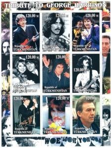 Turkmenistan 2001 GEORGE HARRISON English Musician Sheet Perforated Mint (NH)