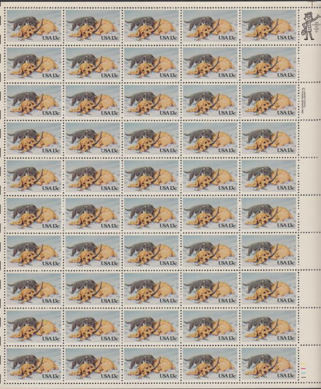 US #2025  Puppies  Full sheet of 50-MNH