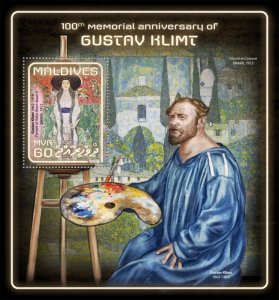 MALDIVES - 2018 -G. Klimt, 100th Death Anniv-Perf Souv Sheet - Mint Never Hinged