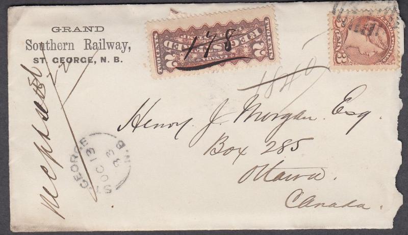 #37 & F1 on 'St George', N.B. Registered Cover