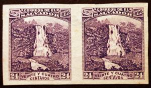 Salvador #154 24c Rare Violet Not Blue 1896 Imperf Pair Scarce Stamp Pair