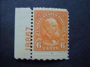 1932 #638 6c Garfield Plate # Single MNH OG F/VF  Includes New Mount #4