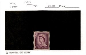 New Zealand, Postage Stamp, #311 Mint NH, 1955 Queen Elizabeth (AB)