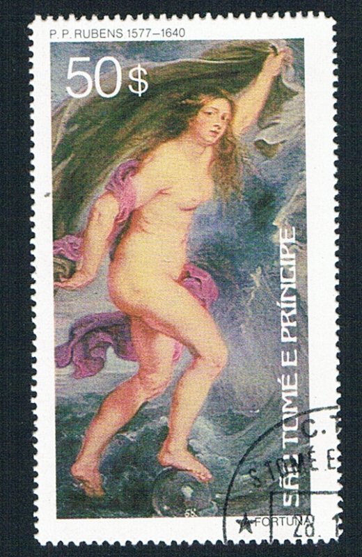 St Thomas & Prince 446 Used Painting Ruben Nude 1977 (BP78608)