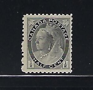 CANADA SCOTT #74 1898-1902 NUMERICAL  ISSUE 1/2C (BLACK )  MINT LIGHT HINGED