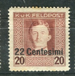 AUSTRIA; 1918 KUK Italian FELDPOST surcharged issue Mint hinged 22c. value