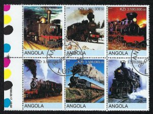 Dealer's Lot - Angola Steam Engine Trains Block of 6 stamps, 500 sets