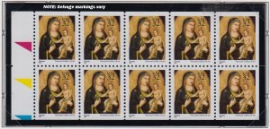 1995 Christmas Madonna Sc 3003Ab MNH never folded pane plate number 1