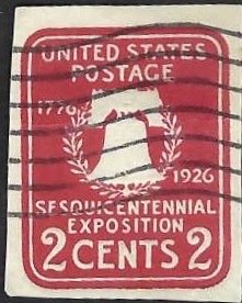 United States #U522 2¢ Sesquicentennial Exposition (1926). Cut square. Used.