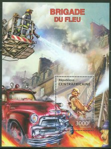 CENTRAL AFRICA 2013  FIRE BRIGADE  SOUVENIR SHEET MINT NH