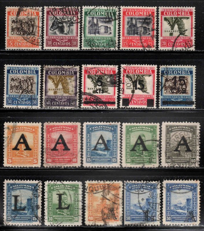 Colombia ~ 20 Different Airmail Stamps - Used, MX