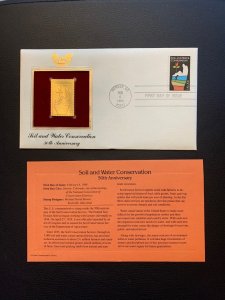 FDC Stamp 22K Gold Plated soil and water conservation 1984 Scott 2074