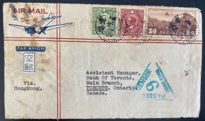1940s Chuncking China Front Censored Airmail Cover To Toronto Canada