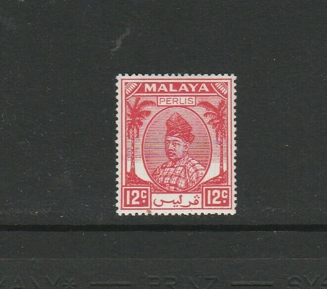 Malaya Perlis 1951/5 12c Scarlet MM SG 16