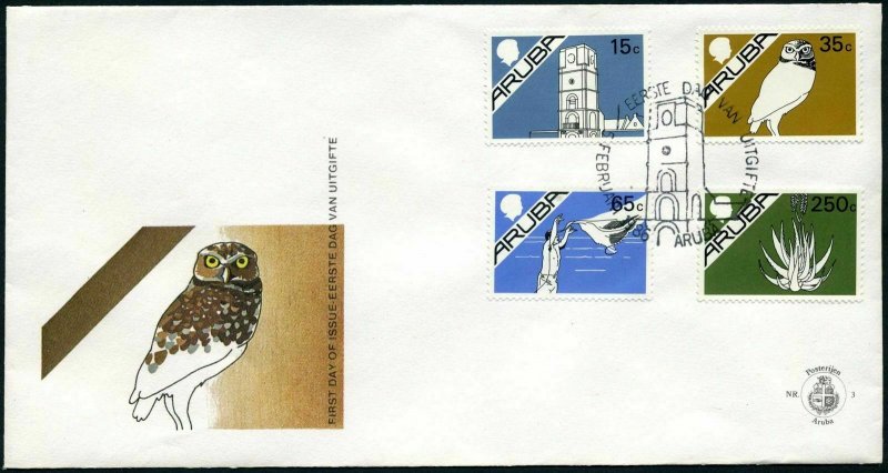 Aruba 1-16,FDC. 1986-1987.Traditional House,King William III Tower,Crane,Snake, 