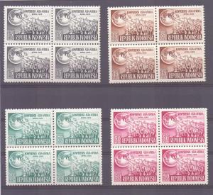 Indonesia   #402-405  MNH  1955  Asian - African conference in blocks of 4