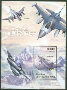 CENTRAL AFRICA 2013  MILITARY AIRPLANES   SOUVENIR SHEET MINT NH