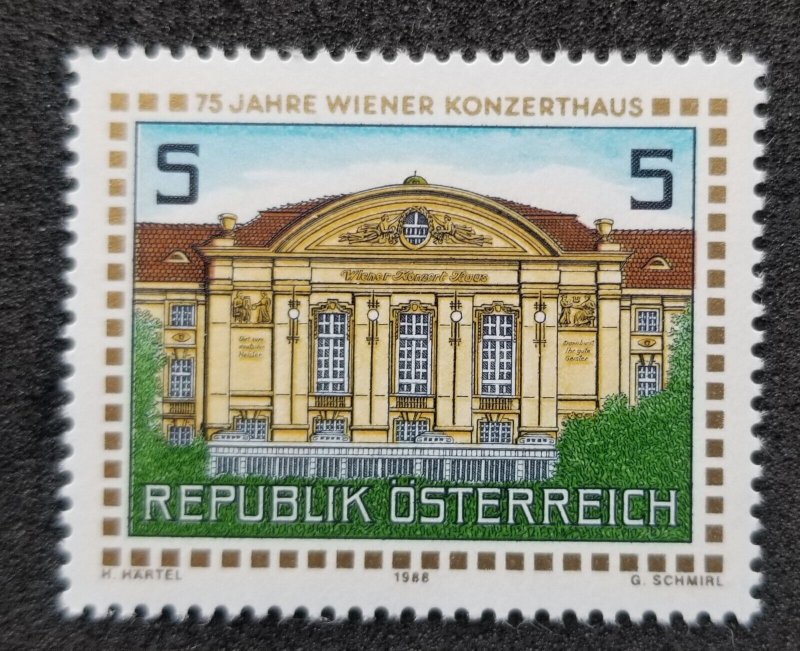 *FREE SHIP Austria 75th Anniv Of The Vienna Concert Hall 1988 (stamp) MNH