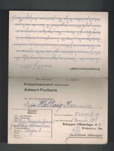 1944 Poland Germany Oflag 2C Prisoner of War POW Camp Woldenberg DualReply Cover