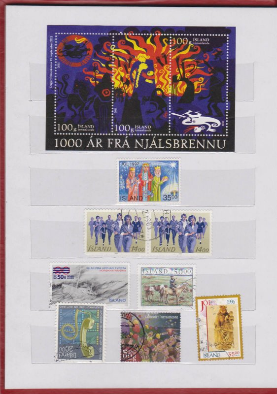 COLLECTION OF ICELAND STAMPS IN SMALL STOCK BOOK 90 STAMPS