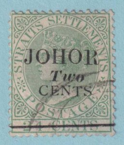 MALAYA - JOHORE SG 17b  USED - RARE DROPPED TS VARIETY - LARGE THIN - MUY