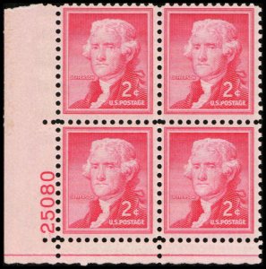 US #1033 JEFFERSON MNH LL PLATE BLOCK #25080