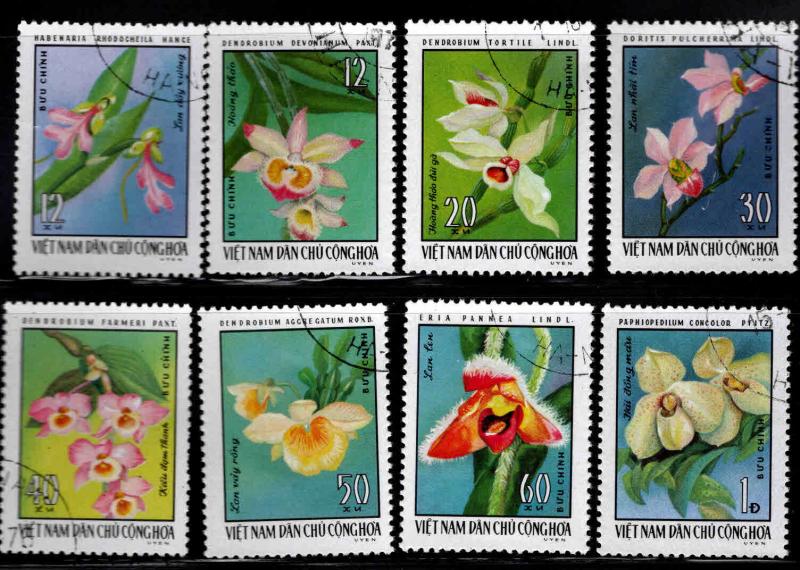 North Viet Nam Scott 822-829 Orchid Flower Used CTO set