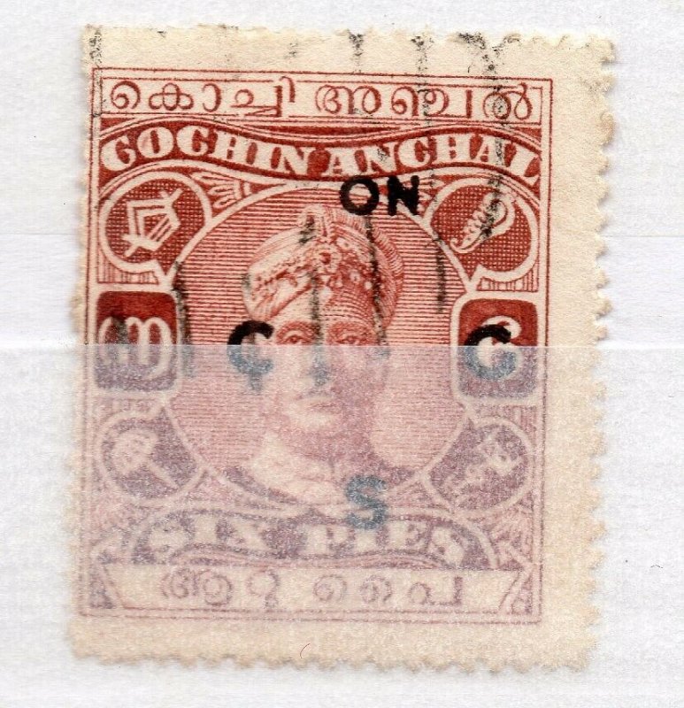 India Cochin 1919-33 Early Issue used Shade of 6p. Optd NW-15852