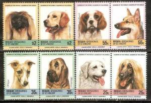 Grenadines of St. Vincent  - Bequia 1985  Dogs Pet Animal Sc 178-81 8v MNH # ...