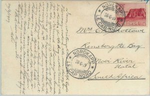 77625 - NORWAY - Postal History - Mi # 198 on FDC POSTCARD to SOUTH AFRICA  1939