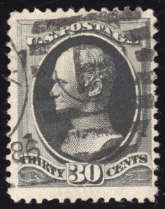 US Scott 154 Used 30c black Alexander Hamilton, w/o Grill Lot T537 bhmstamps